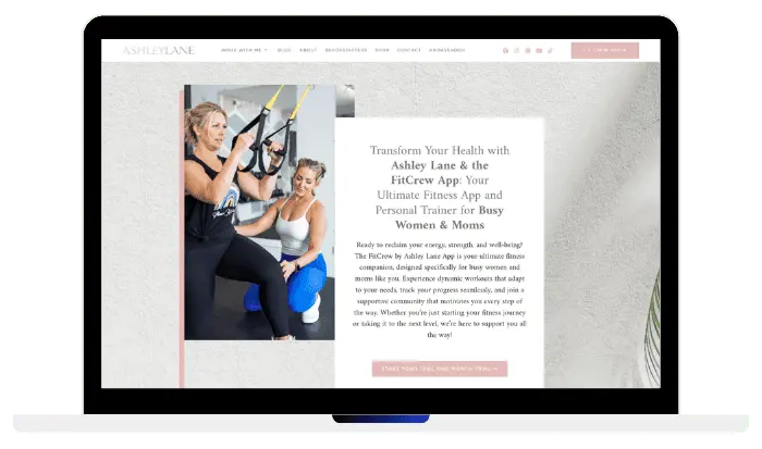 Fitness website mockup